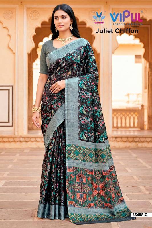 Vipul 35498 juliet chiffon Wholesale saree market in Mumbai